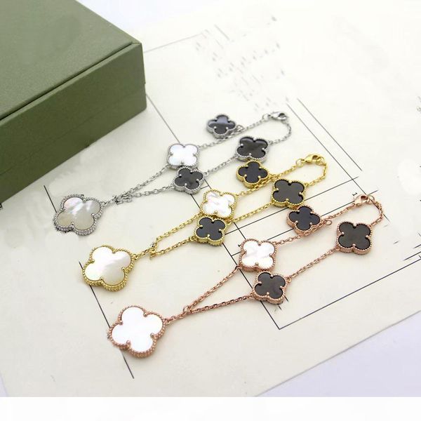 newcome europe america fashion lady brass large small 5 motifs onyx mother of pearl four leaf flower 18k gold tassels chain bracelets, Black
newcome europe america fashion lady brass large small 5 motifs onyx mother of pearl four leaf flower 18k gold tassels chain bracelets, Black