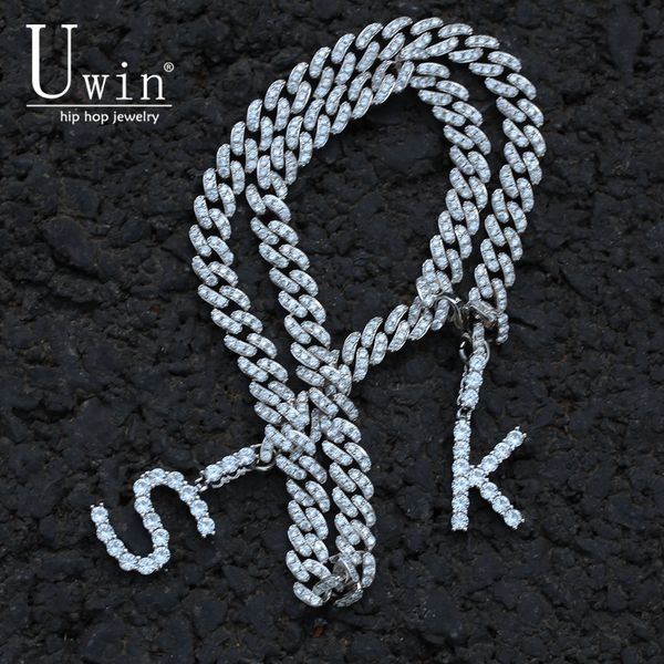 uwin custom 2 letters cuban chain with letters 9mm necklace cubic zircon luxury bling bling full iced out charms hiphop jewelry, Silver
uwin custom 2 letters cuban chain with letters 9mm necklace cubic zircon luxury bling bling full iced out charms hiphop jewelry, Silver