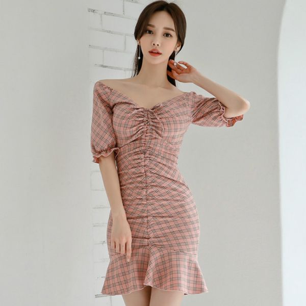 summer v-neck short sleeve plaid sweet vestidos mini bodycon wrinked fishtail cute party dress, White;black
summer v-neck short sleeve plaid sweet vestidos mini bodycon wrinked fishtail cute party dress, White;black