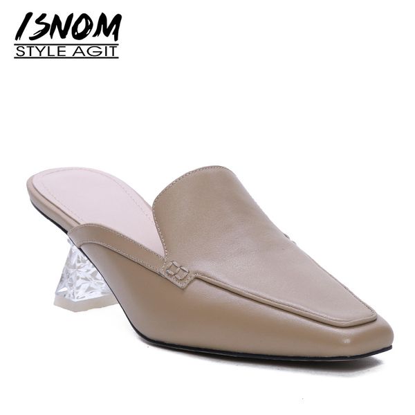 isnom cow leather slippers woman square toe footwear transparent crystal heels high slides 2019 shoes female mules shoes women, Black
isnom cow leather slippers woman square toe footwear transparent crystal heels high slides 2019 shoes female mules shoes women, Black
