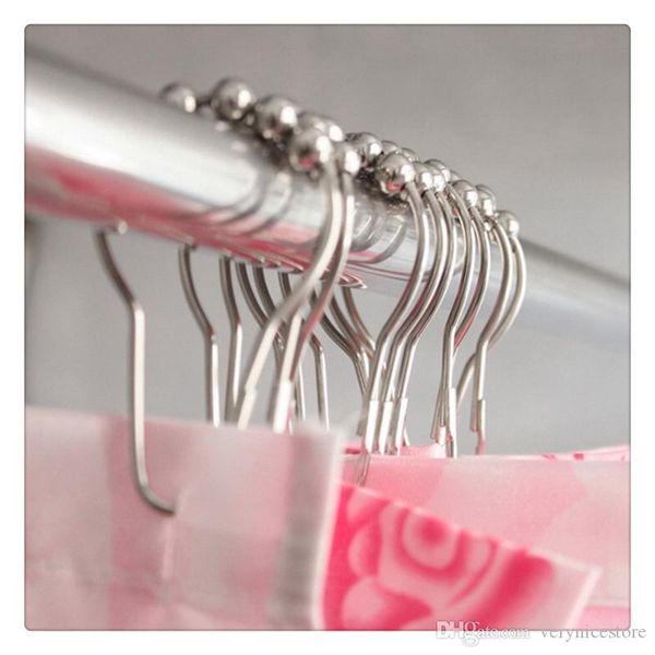 

Shower Curtain Rings Hooks Bath Curtain Roller Ball 5 Roller Polished Satin Nickel Ball Curtain Accessories 12 pcs Pack