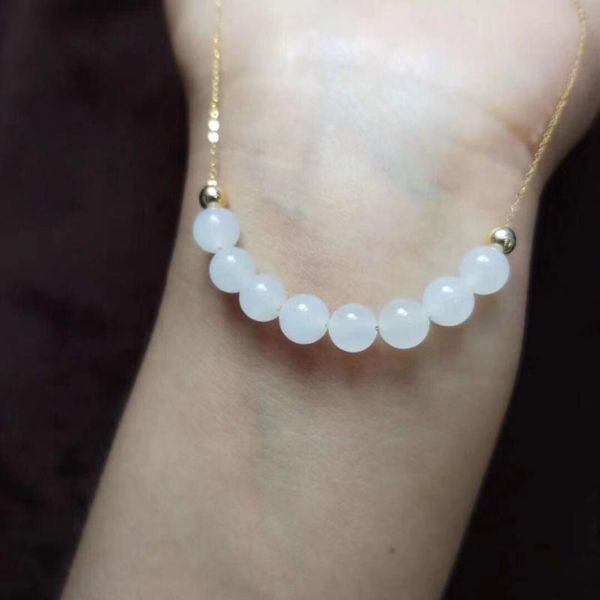 zhe ru jewelry 18k gold inlaid natural hetian white 6mm jade pendant necklace clavicle chain, Silver
zhe ru jewelry 18k gold inlaid natural hetian white 6mm jade pendant necklace clavicle chain, Silver
