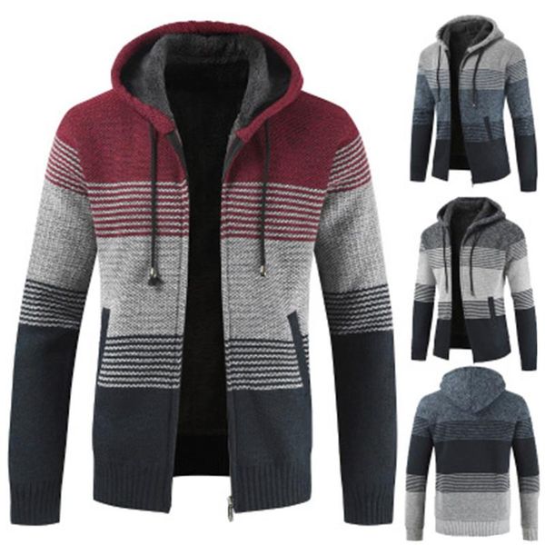 patchwork color mens knit cardigans silm hooded jackets 4 colors long sleeve fleeced sweaters for male fashion elegant size m-3xl, Black;brown 
patchwork color mens knit cardigans silm hooded jackets 4 colors long sleeve fleeced sweaters for male fashion elegant size m-3xl, Black;brown