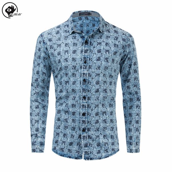little raindrop men shirt long sleeve printed denim shirt 100% cotton plaid male casual fashion streetwear mens clothing, White;black
little raindrop men shirt long sleeve printed denim shirt 100% cotton plaid male casual fashion streetwear mens clothing, White;black