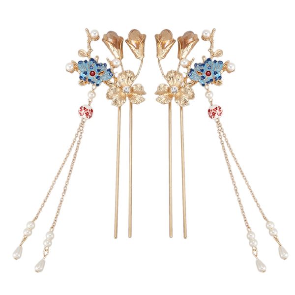 chinese style blue handmade hair clips antique hair accessories bridal accessories, Golden;white
chinese style blue handmade hair clips antique hair accessories bridal accessories, Golden;white