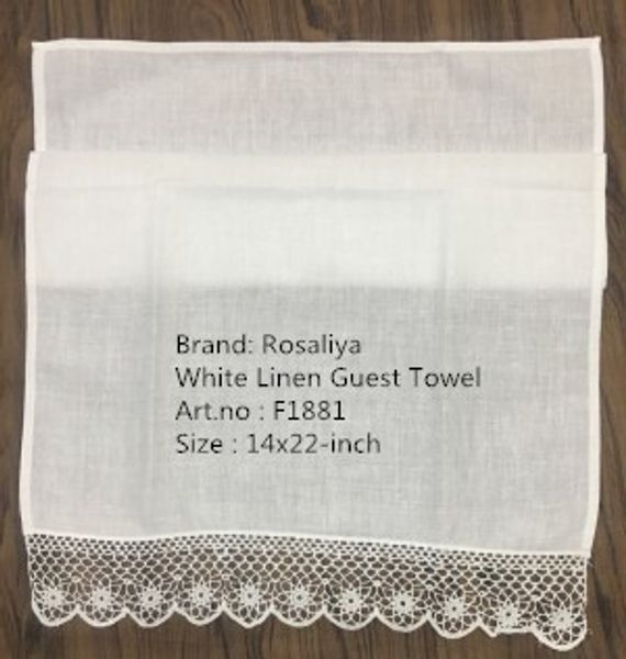 

set of 12 fashion handkerchief towel linen guest towels with crochet lace vintage hand towels for home decorting, White