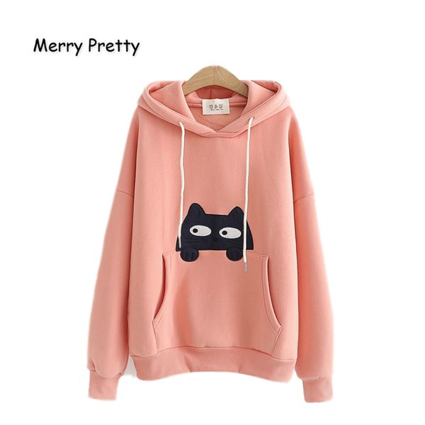 merry pretty women's harajuku hooded sweatshirts cartoon cat embroidery hoodies winter plus velvet pullover loose tracksuit, Black
merry pretty women's harajuku hooded sweatshirts cartoon cat embroidery hoodies winter plus velvet pullover loose tracksuit, Black