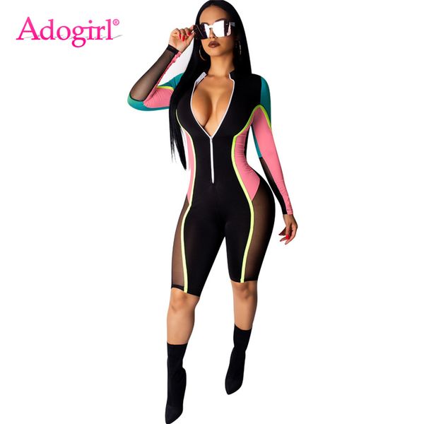 adogirl sheer mesh color patchwork women jumpsuit zipper v neck long sleeve casual romper club party overalls playsuits, Black;white
adogirl sheer mesh color patchwork women jumpsuit zipper v neck long sleeve casual romper club party overalls playsuits, Black;white