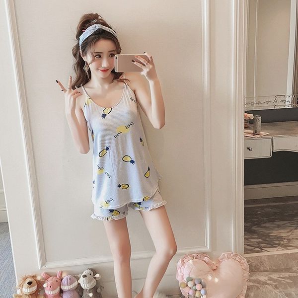 fashion summer sweet print fruits pajama sets girls spaghetti strap two piece sleepwear, Blue;gray
fashion summer sweet print fruits pajama sets girls spaghetti strap two piece sleepwear, Blue;gray