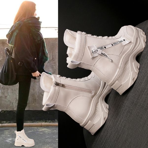 35-40 size lace-up short boots black/beige height increase women shoes winter plush warm letter band side zip ankle botas
35-40 size lace-up short boots black/beige height increase women shoes winter plush warm letter band side zip ankle botas