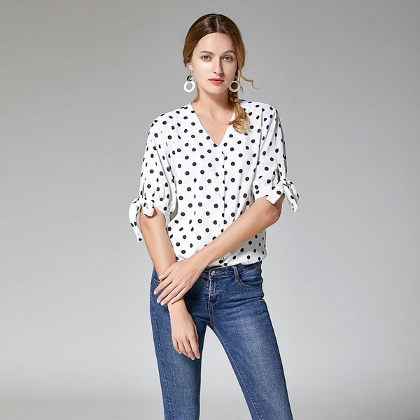 3 style 3 colors fashion women long sleeve dot print v-neck shirt ladies party dames streetwear blusas femininas elegante, White
3 style 3 colors fashion women long sleeve dot print v-neck shirt ladies party dames streetwear blusas femininas elegante, White