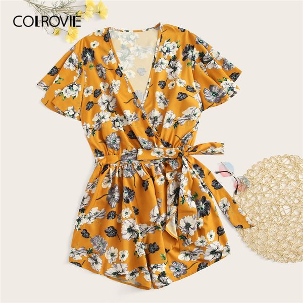 colrovie plus size ginger floral print surplice front boho jumpsuit rompers with belt women 2019 summer beach wear playsuit, Black;white
colrovie plus size ginger floral print surplice front boho jumpsuit rompers with belt women 2019 summer beach wear playsuit, Black;white