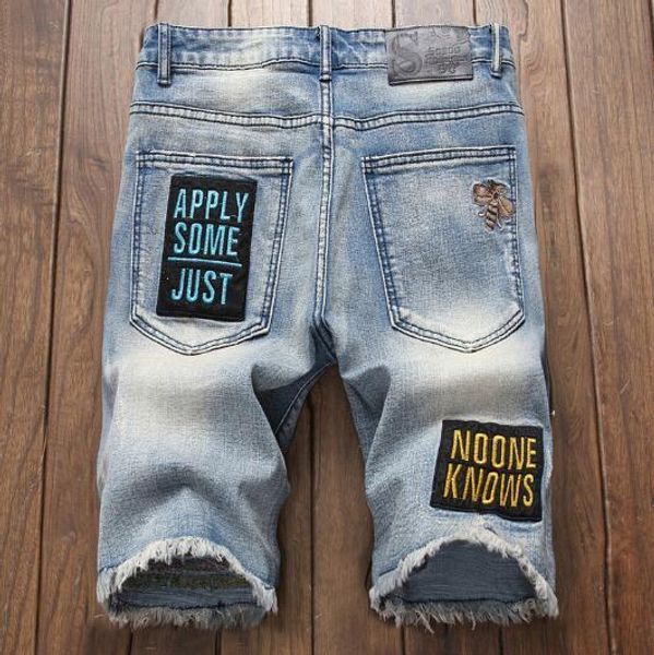 2019 designer mens jeans denim shorts summer fashion style vintage letter embroidered shorts asian size wholesale, Blue
2019 designer mens jeans denim shorts summer fashion style vintage letter embroidered shorts asian size wholesale, Blue