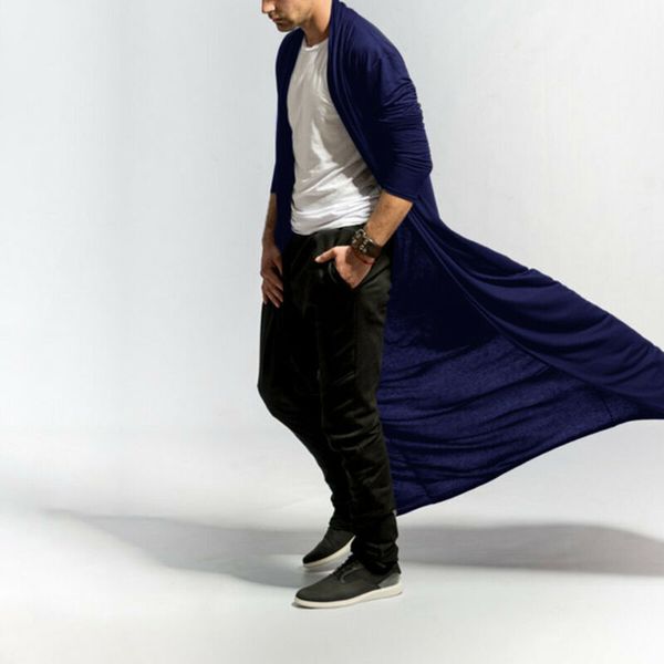 long length mens baggy casual coat cape long cardigan cloak outwear parka, White;black
long length mens baggy casual coat cape long cardigan cloak outwear parka, White;black
