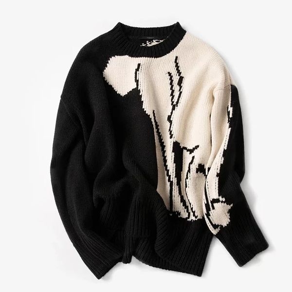 women elegant design jacquard weave knitted sweater o neck lady auntumn winter casual loose knitted pullover, White;black
women elegant design jacquard weave knitted sweater o neck lady auntumn winter casual loose knitted pullover, White;black