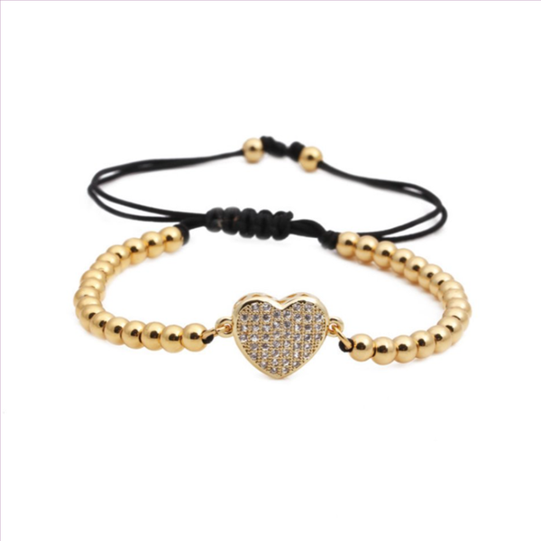 romantic style light yellow gold color copper alloy beads elastic bracelet love heart with cubic zirconia jewelry, Black
romantic style light yellow gold color copper alloy beads elastic bracelet love heart with cubic zirconia jewelry, Black