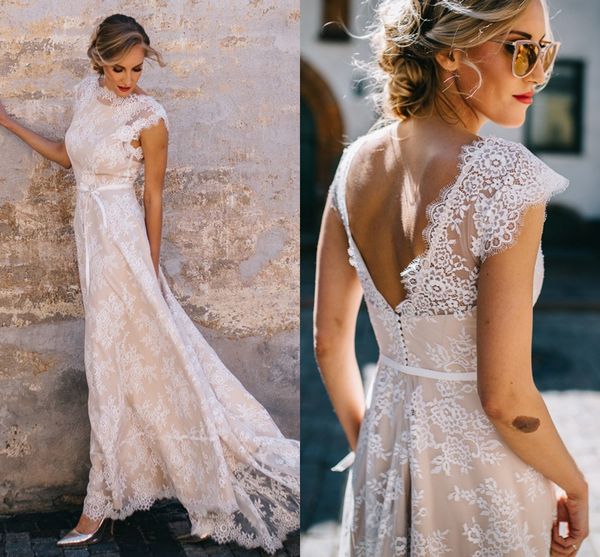 delicate lace boho country a line wedding dresses cap sleeves o neck open back bride robes de mariee summer beach sweep train modern recepti, White
delicate lace boho country a line wedding dresses cap sleeves o neck open back bride robes de mariee summer beach sweep train modern recepti, White