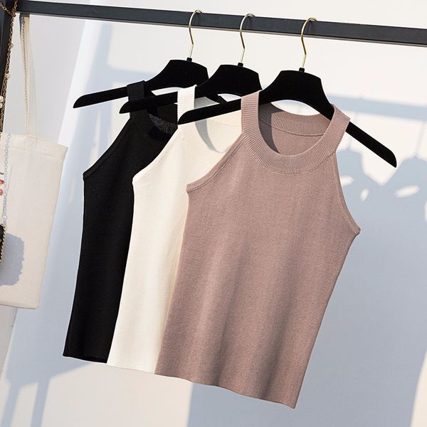 vintage hanging neck knitted tank women korean sleeveless off shoulder chic summer camis 2019 new arrival, White
vintage hanging neck knitted tank women korean sleeveless off shoulder chic summer camis 2019 new arrival, White