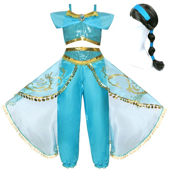 princess girls jasmine dress kids carnival costume children clothes christmas short sleeve clothing accessories wig headband, White
princess girls jasmine dress kids carnival costume children clothes christmas short sleeve clothing accessories wig headband, White