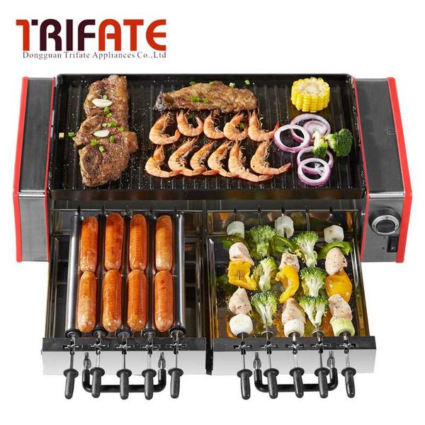 camp kitchen 1600w double layers smokeless electric pan grill auto rotate barbecue fork bbq raclette griddle
camp kitchen 1600w double layers smokeless electric pan grill auto rotate barbecue fork bbq raclette griddle