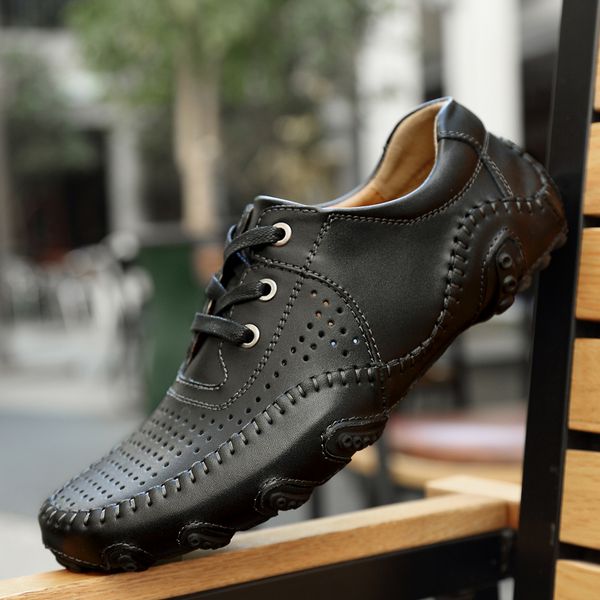 business 2020 hole genuine leather men casual shoes driving soft loafers handmade breathable moccasin oxfords plus size 38-47, Black
business 2020 hole genuine leather men casual shoes driving soft loafers handmade breathable moccasin oxfords plus size 38-47, Black
