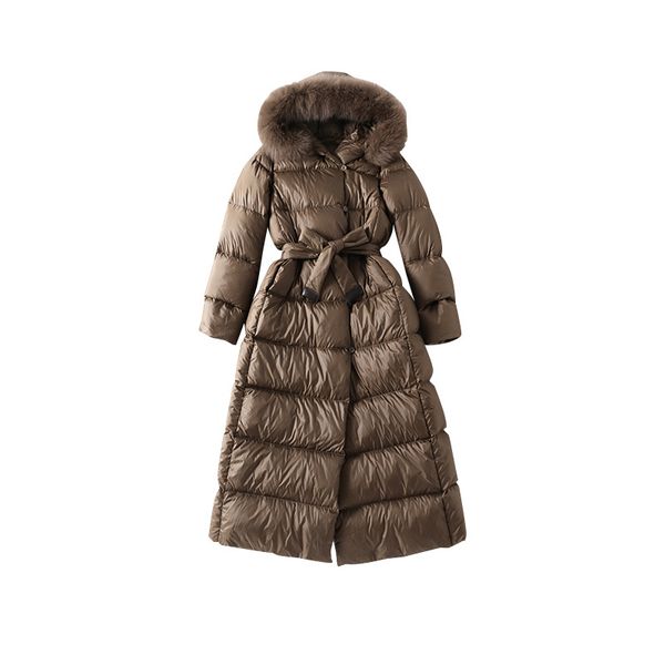 new luxury white duck down jacket women winter hooded fur collar down coat with belt female long thick warm coats outerwear, Black
new luxury white duck down jacket women winter hooded fur collar down coat with belt female long thick warm coats outerwear, Black