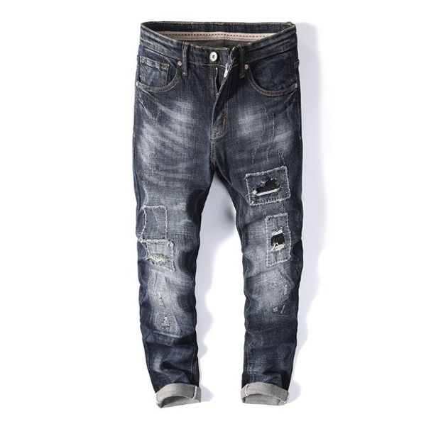mens jeans summer hole patch trend slim stretch thin feet male straight long pants asian size 28-38, Blue
mens jeans summer hole patch trend slim stretch thin feet male straight long pants asian size 28-38, Blue