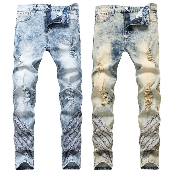 jeans men men's nostalgic casual denim straight hole trouser distressed jeans long pants calça masculina calça masculina, Blue
jeans men men's nostalgic casual denim straight hole trouser distressed jeans long pants calça masculina calça masculina, Blue