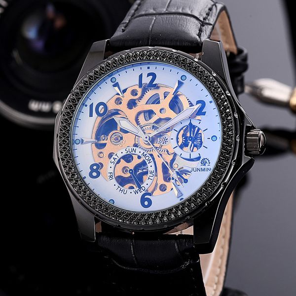fashion white hollow dial men's wrist watch casual black leather strap waterproof automatic mechanical men's watch gifts for men, Slivery;brown
fashion white hollow dial men's wrist watch casual black leather strap waterproof automatic mechanical men's watch gifts for men, Slivery;brown