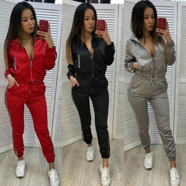 sfit 2019 women two piece set winter sports suit for women office lady loose casual female zipper sports suit fashion tracksuit, White;red
sfit 2019 women two piece set winter sports suit for women office lady loose casual female zipper sports suit fashion tracksuit, White;red