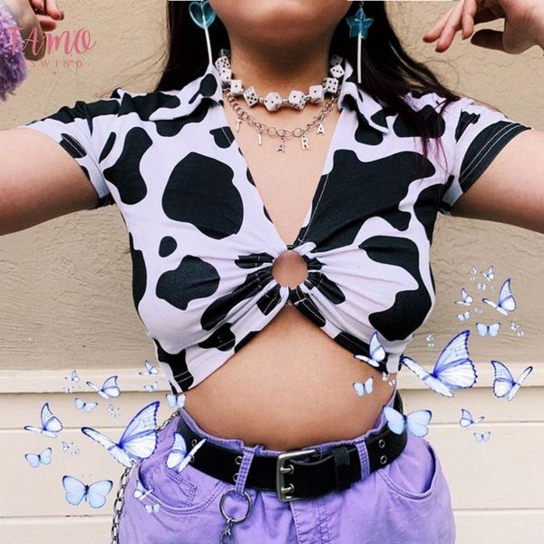 animal print kawaii cropped feminino tshirt women korean style v neck cow t shirts short sleeve hollow summer, White
animal print kawaii cropped feminino tshirt women korean style v neck cow t shirts short sleeve hollow summer, White
