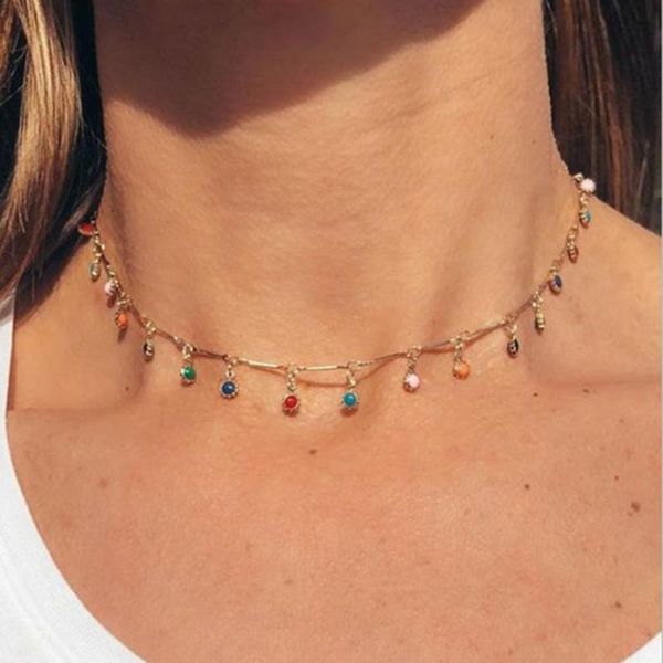 single layer color crystal beads pendant clavicle chain necklace women boho necklace fashion jewelry on the neck, Silver
single layer color crystal beads pendant clavicle chain necklace women boho necklace fashion jewelry on the neck, Silver