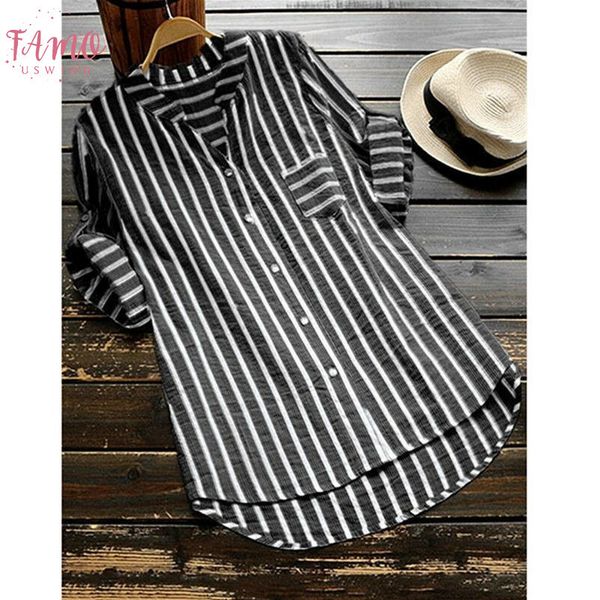 women shirts stripe half long sleeve v neck cotton linen buttons blouse loose elegant summer casual long tunic s 5xl, White
women shirts stripe half long sleeve v neck cotton linen buttons blouse loose elegant summer casual long tunic s 5xl, White