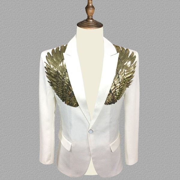 blazer men stylish gold silver wing sequins slim fit shiny blazers party prom stage dj singers suit jacket costume https://det, White;black
blazer men stylish gold silver wing sequins slim fit shiny blazers party prom stage dj singers suit jacket costume https://det, White;black