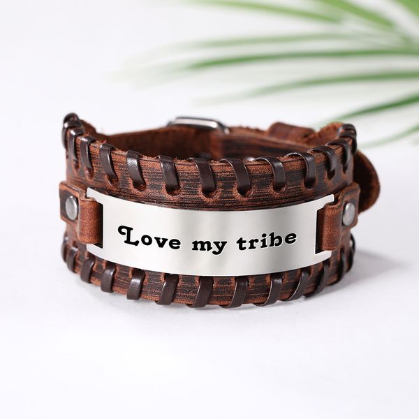 my shape love my tribe one more chapter engaved letter leather men bracelet punk men jewelry stainless steel bangle, Black
my shape love my tribe one more chapter engaved letter leather men bracelet punk men jewelry stainless steel bangle, Black