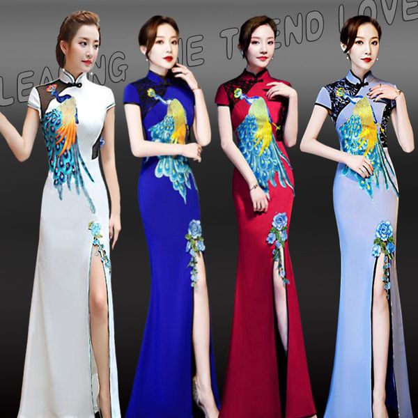 size 4xl mermaid embroidery elegant stage show high split silm qipao chinese traditional women dress vintage lady cheongsam, Red
size 4xl mermaid embroidery elegant stage show high split silm qipao chinese traditional women dress vintage lady cheongsam, Red