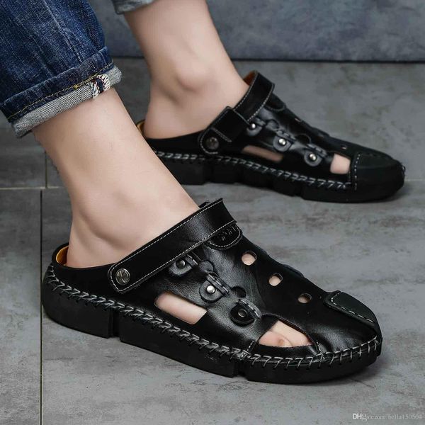 new designer genuine leather designer flip flops european brand designer sandals men summer sandals anti-slipping outdoor slippers, Black
new designer genuine leather designer flip flops european brand designer sandals men summer sandals anti-slipping outdoor slippers, Black