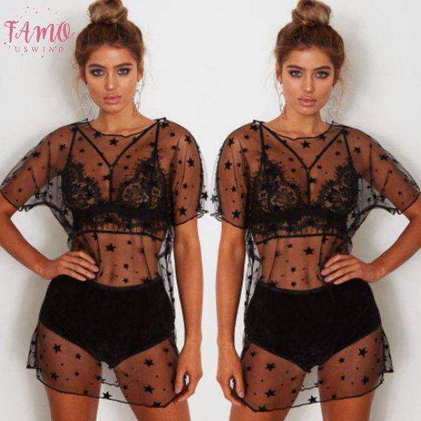 new women short sleeve mesh see through stars long t shirt swimwear beachwear beach wear sarong t shirt, White
new women short sleeve mesh see through stars long t shirt swimwear beachwear beach wear sarong t shirt, White