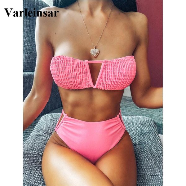 new bandeau female swimsuit high waist bikini 2020 women swimwear two-pieces bikini set pleated bather bathing suit v1886, White;black
new bandeau female swimsuit high waist bikini 2020 women swimwear two-pieces bikini set pleated bather bathing suit v1886, White;black