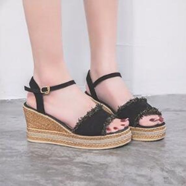 2019 korean version of the flat-bottomed suede female high-heeled sandals buckled open toe thick-bottomed fish mouth women sandals, Black
2019 korean version of the flat-bottomed suede female high-heeled sandals buckled open toe thick-bottomed fish mouth women sandals, Black