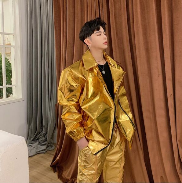 2019 new men's jacket gold silver glossy costume dj nightclub stage costume singer jacket hip hop, Black;brown
2019 new men's jacket gold silver glossy costume dj nightclub stage costume singer jacket hip hop, Black;brown