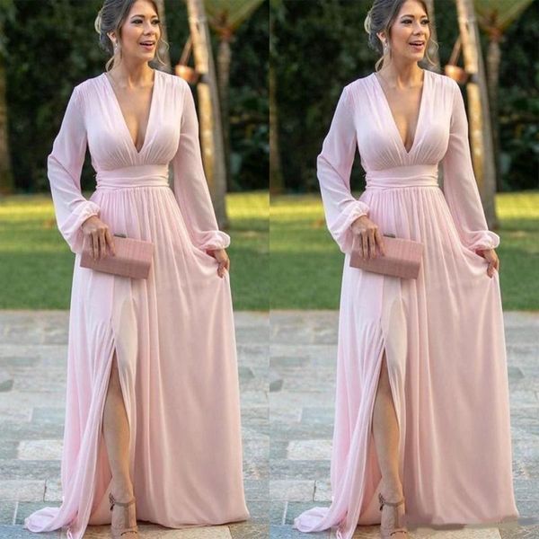 dusty pink chiffon mother of the bride dress long puff sleeve v neck floor length elegant 2020 formal wedding evening party gowns, Black;red
dusty pink chiffon mother of the bride dress long puff sleeve v neck floor length elegant 2020 formal wedding evening party gowns, Black;red