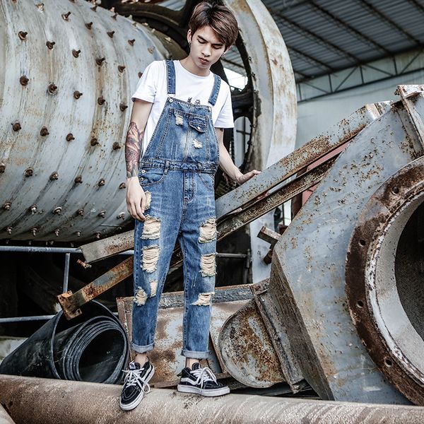 2019 new summer one-piece denim overalls men's hole sling jeans feet nine pants more size s-4xl 5xl 6xl, Blue
2019 new summer one-piece denim overalls men's hole sling jeans feet nine pants more size s-4xl 5xl 6xl, Blue