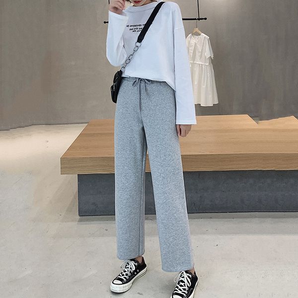 women's pants & capris spring autumn women sports loose straight jeans waist drape wild thin casual female wide leg cropped f1302, Black;white
women's pants & capris spring autumn women sports loose straight jeans waist drape wild thin casual female wide leg cropped f1302, Black;white