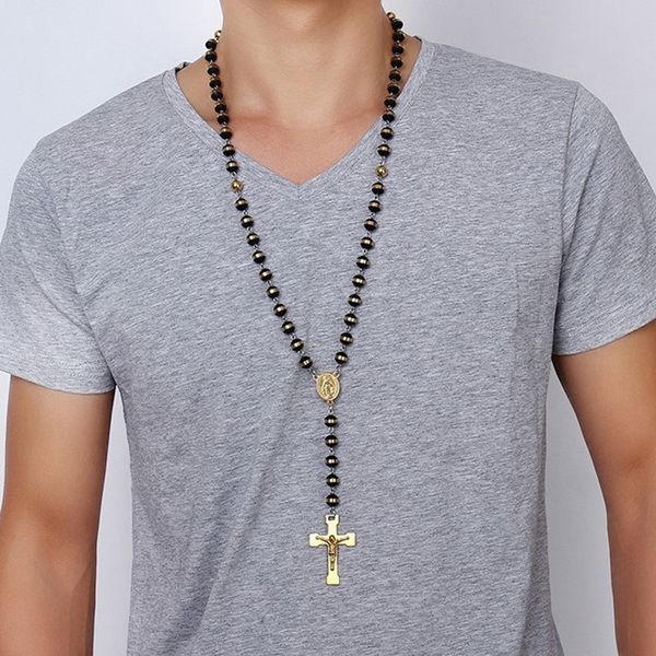 men,women's stainless steel rubber pendant necklace gold tone black virgin mary jesus christ crucifix cross rosary 30 inch chain, Silver
men,women's stainless steel rubber pendant necklace gold tone black virgin mary jesus christ crucifix cross rosary 30 inch chain, Silver
