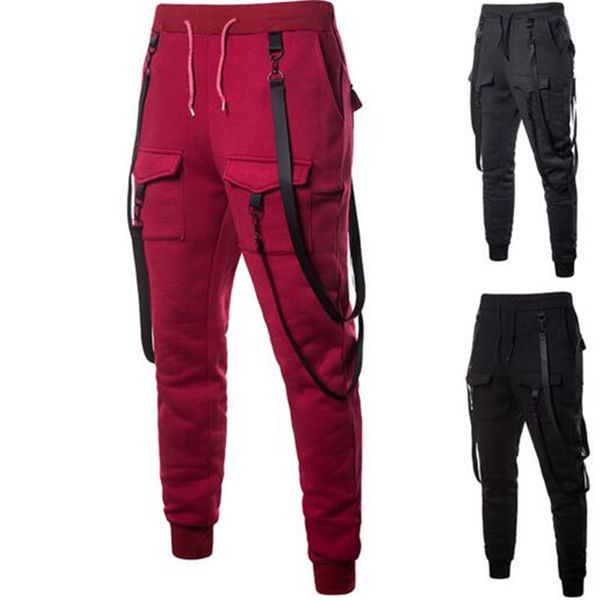 men's casual pants pocket trousers men hip hop joggers harem cargo pants men stitching ribbon streetwear elastic waist trousers, Black
men's casual pants pocket trousers men hip hop joggers harem cargo pants men stitching ribbon streetwear elastic waist trousers, Black