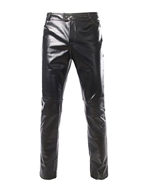zeroyaa mens pu faux leather side zipper moto jeans style metallic pants/straight leg trousers, Blue
zeroyaa mens pu faux leather side zipper moto jeans style metallic pants/straight leg trousers, Blue