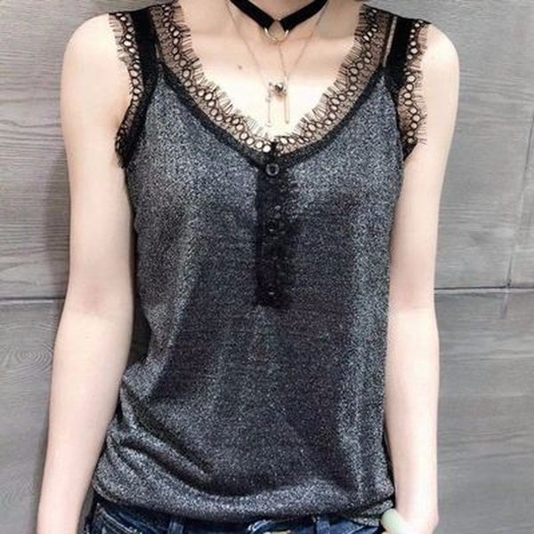 2019 new summer-size women's dress lace v-collar waistcoat waistcoat, White