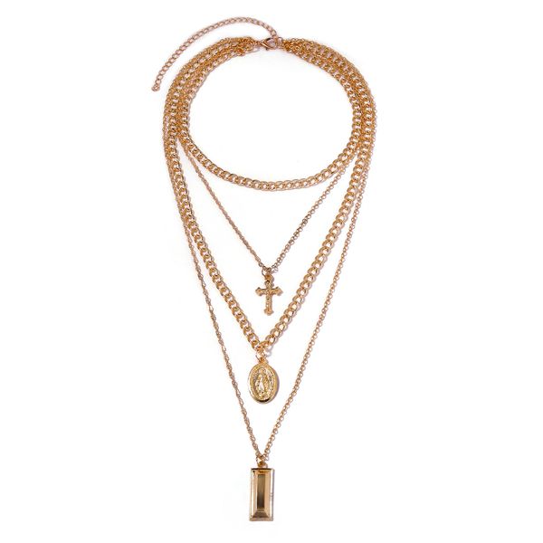 european and american pendant necklace new retro fashion alloy virgin cross multi-layer female jewelry, Silver
european and american pendant necklace new retro fashion alloy virgin cross multi-layer female jewelry, Silver