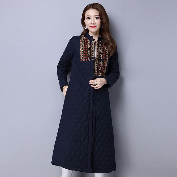 special 2019 winter new style ethnic-style long thick large size dress cotton linen thick stand collar frog cotton coat, Blue;black
special 2019 winter new style ethnic-style long thick large size dress cotton linen thick stand collar frog cotton coat, Blue;black